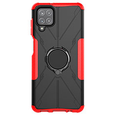 Coque Contour Silicone et Plastique Housse Etui Mat avec Magnetique Support Bague Anneau JX1 pour Samsung Galaxy A12 Nacho Rouge