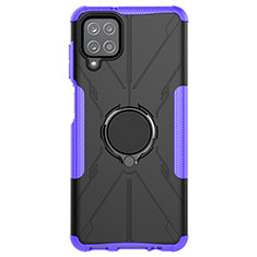 Coque Contour Silicone et Plastique Housse Etui Mat avec Magnetique Support Bague Anneau JX1 pour Samsung Galaxy A12 Nacho Violet