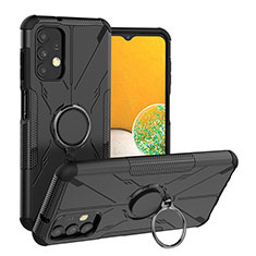 Coque Contour Silicone et Plastique Housse Etui Mat avec Magnetique Support Bague Anneau JX1 pour Samsung Galaxy A13 4G Noir