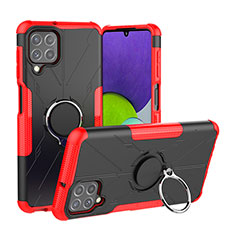 Coque Contour Silicone et Plastique Housse Etui Mat avec Magnetique Support Bague Anneau JX1 pour Samsung Galaxy A22 4G Rouge