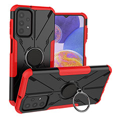 Coque Contour Silicone et Plastique Housse Etui Mat avec Magnetique Support Bague Anneau JX1 pour Samsung Galaxy A23 4G Rouge