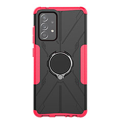 Coque Contour Silicone et Plastique Housse Etui Mat avec Magnetique Support Bague Anneau JX1 pour Samsung Galaxy A52 4G Rose Rouge