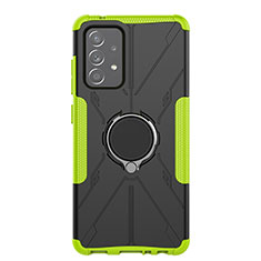 Coque Contour Silicone et Plastique Housse Etui Mat avec Magnetique Support Bague Anneau JX1 pour Samsung Galaxy A52 4G Vert