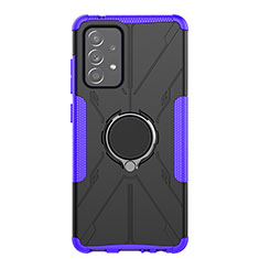 Coque Contour Silicone et Plastique Housse Etui Mat avec Magnetique Support Bague Anneau JX1 pour Samsung Galaxy A52 4G Violet