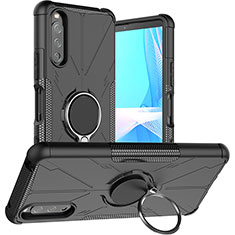 Coque Contour Silicone et Plastique Housse Etui Mat avec Magnetique Support Bague Anneau JX1 pour Sony Xperia 10 III Lite Noir