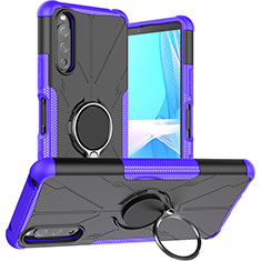 Coque Contour Silicone et Plastique Housse Etui Mat avec Magnetique Support Bague Anneau JX1 pour Sony Xperia 10 III SO-52B Violet