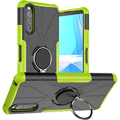 Coque Contour Silicone et Plastique Housse Etui Mat avec Magnetique Support Bague Anneau JX1 pour Sony Xperia 10 III SOG04 Vert