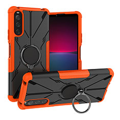 Coque Contour Silicone et Plastique Housse Etui Mat avec Magnetique Support Bague Anneau JX1 pour Sony Xperia 10 IV SOG07 Orange