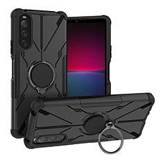 Coque Contour Silicone et Plastique Housse Etui Mat avec Magnetique Support Bague Anneau JX1 pour Sony Xperia 10 V Noir