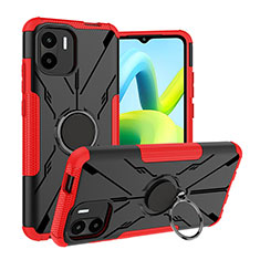 Coque Contour Silicone et Plastique Housse Etui Mat avec Magnetique Support Bague Anneau JX1 pour Xiaomi Poco C50 Rouge