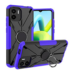 Coque Contour Silicone et Plastique Housse Etui Mat avec Magnetique Support Bague Anneau JX1 pour Xiaomi Poco C50 Violet
