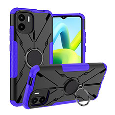 Coque Contour Silicone et Plastique Housse Etui Mat avec Magnetique Support Bague Anneau JX1 pour Xiaomi Poco C51 Violet