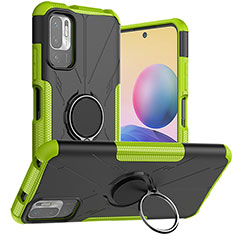 Coque Contour Silicone et Plastique Housse Etui Mat avec Magnetique Support Bague Anneau JX1 pour Xiaomi POCO M3 Pro 5G Vert