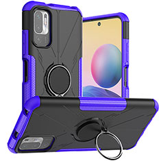 Coque Contour Silicone et Plastique Housse Etui Mat avec Magnetique Support Bague Anneau JX1 pour Xiaomi POCO M3 Pro 5G Violet