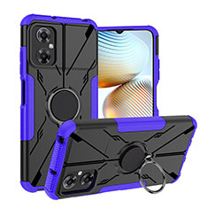 Coque Contour Silicone et Plastique Housse Etui Mat avec Magnetique Support Bague Anneau JX1 pour Xiaomi Poco M4 5G Violet