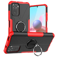 Coque Contour Silicone et Plastique Housse Etui Mat avec Magnetique Support Bague Anneau JX1 pour Xiaomi Poco M5S Rouge