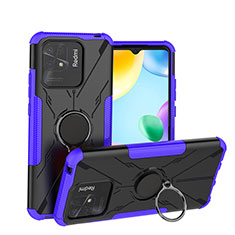 Coque Contour Silicone et Plastique Housse Etui Mat avec Magnetique Support Bague Anneau JX1 pour Xiaomi Redmi 10 Power Violet