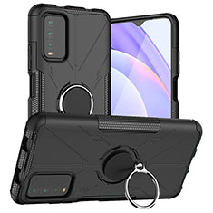 Coque Contour Silicone et Plastique Housse Etui Mat avec Magnetique Support Bague Anneau JX1 pour Xiaomi Redmi 9 Power Noir