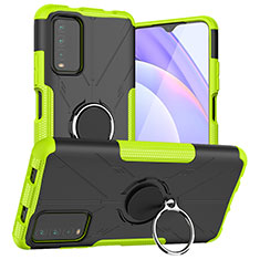 Coque Contour Silicone et Plastique Housse Etui Mat avec Magnetique Support Bague Anneau JX1 pour Xiaomi Redmi 9 Power Vert