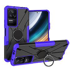 Coque Contour Silicone et Plastique Housse Etui Mat avec Magnetique Support Bague Anneau JX1 pour Xiaomi Redmi K40S 5G Violet