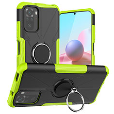 Coque Contour Silicone et Plastique Housse Etui Mat avec Magnetique Support Bague Anneau JX1 pour Xiaomi Redmi Note 10 4G Vert