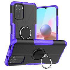 Coque Contour Silicone et Plastique Housse Etui Mat avec Magnetique Support Bague Anneau JX1 pour Xiaomi Redmi Note 10 4G Violet