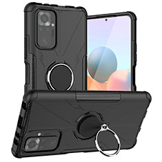 Coque Contour Silicone et Plastique Housse Etui Mat avec Magnetique Support Bague Anneau JX1 pour Xiaomi Redmi Note 10 Pro 4G Noir