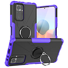 Coque Contour Silicone et Plastique Housse Etui Mat avec Magnetique Support Bague Anneau JX1 pour Xiaomi Redmi Note 10 Pro 4G Violet