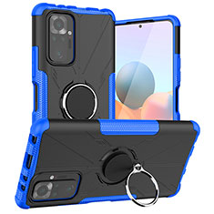 Coque Contour Silicone et Plastique Housse Etui Mat avec Magnetique Support Bague Anneau JX1 pour Xiaomi Redmi Note 10 Pro Max Bleu