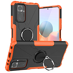 Coque Contour Silicone et Plastique Housse Etui Mat avec Magnetique Support Bague Anneau JX1 pour Xiaomi Redmi Note 10 Pro Max Orange