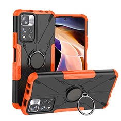 Coque Contour Silicone et Plastique Housse Etui Mat avec Magnetique Support Bague Anneau JX1 pour Xiaomi Redmi Note 11 Pro+ Plus 5G Orange