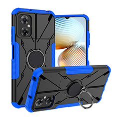 Coque Contour Silicone et Plastique Housse Etui Mat avec Magnetique Support Bague Anneau JX1 pour Xiaomi Redmi Note 11R 5G Bleu