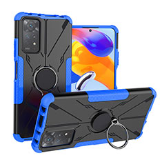 Coque Contour Silicone et Plastique Housse Etui Mat avec Magnetique Support Bague Anneau JX1 pour Xiaomi Redmi Note 12 Pro 4G Bleu