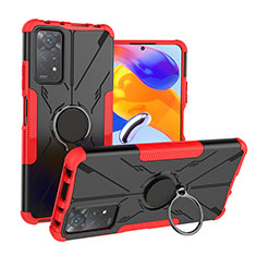 Coque Contour Silicone et Plastique Housse Etui Mat avec Magnetique Support Bague Anneau JX1 pour Xiaomi Redmi Note 12 Pro 4G Rouge