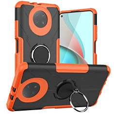 Coque Contour Silicone et Plastique Housse Etui Mat avec Magnetique Support Bague Anneau JX1 pour Xiaomi Redmi Note 9T 5G Orange