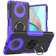 Coque Contour Silicone et Plastique Housse Etui Mat avec Magnetique Support Bague Anneau JX1 pour Xiaomi Redmi Note 9T 5G Violet