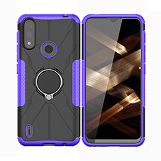 Coque Contour Silicone et Plastique Housse Etui Mat avec Magnetique Support Bague Anneau JX2 pour Motorola Moto E7 Power Violet