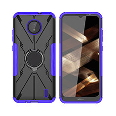 Coque Contour Silicone et Plastique Housse Etui Mat avec Magnetique Support Bague Anneau JX2 pour Nokia C20 Violet