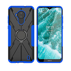 Coque Contour Silicone et Plastique Housse Etui Mat avec Magnetique Support Bague Anneau JX2 pour Nokia C30 Bleu