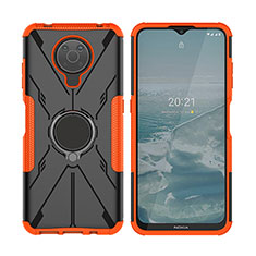 Coque Contour Silicone et Plastique Housse Etui Mat avec Magnetique Support Bague Anneau JX2 pour Nokia G10 Orange