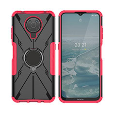 Coque Contour Silicone et Plastique Housse Etui Mat avec Magnetique Support Bague Anneau JX2 pour Nokia G10 Rose Rouge