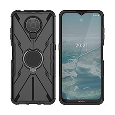 Coque Contour Silicone et Plastique Housse Etui Mat avec Magnetique Support Bague Anneau JX2 pour Nokia G20 Noir