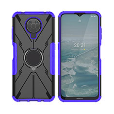 Coque Contour Silicone et Plastique Housse Etui Mat avec Magnetique Support Bague Anneau JX2 pour Nokia G20 Violet