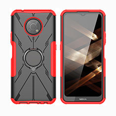 Coque Contour Silicone et Plastique Housse Etui Mat avec Magnetique Support Bague Anneau JX2 pour Nokia G300 5G Rouge