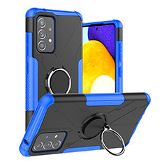 Coque Contour Silicone et Plastique Housse Etui Mat avec Magnetique Support Bague Anneau JX2 pour Samsung Galaxy A52 4G Bleu