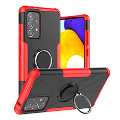 Coque Contour Silicone et Plastique Housse Etui Mat avec Magnetique Support Bague Anneau JX2 pour Samsung Galaxy A52 5G Rouge