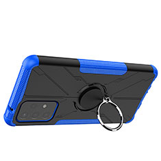 Coque Contour Silicone et Plastique Housse Etui Mat avec Magnetique Support Bague Anneau JX2 pour Samsung Galaxy A72 4G Bleu