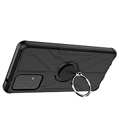 Coque Contour Silicone et Plastique Housse Etui Mat avec Magnetique Support Bague Anneau JX2 pour Samsung Galaxy A72 4G Noir