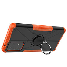 Coque Contour Silicone et Plastique Housse Etui Mat avec Magnetique Support Bague Anneau JX2 pour Samsung Galaxy A72 4G Orange