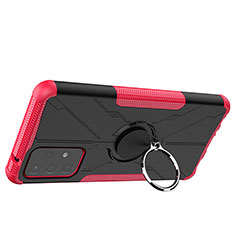 Coque Contour Silicone et Plastique Housse Etui Mat avec Magnetique Support Bague Anneau JX2 pour Samsung Galaxy A72 4G Rose Rouge